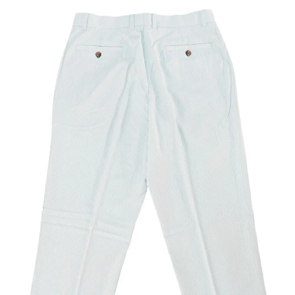 Mens 32 Light Blue White Pinstripe Chino Pants Flat Front Straight Fit Trousers